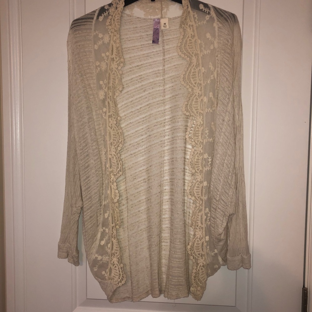 Long Sleeve Open Front Sheer Top